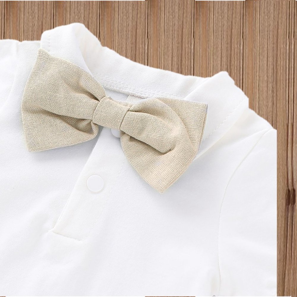 Classic Winnie the Pooh Beige Boy First Birthday Outfit Clothes Suspenders crown - Picture 6 of 10